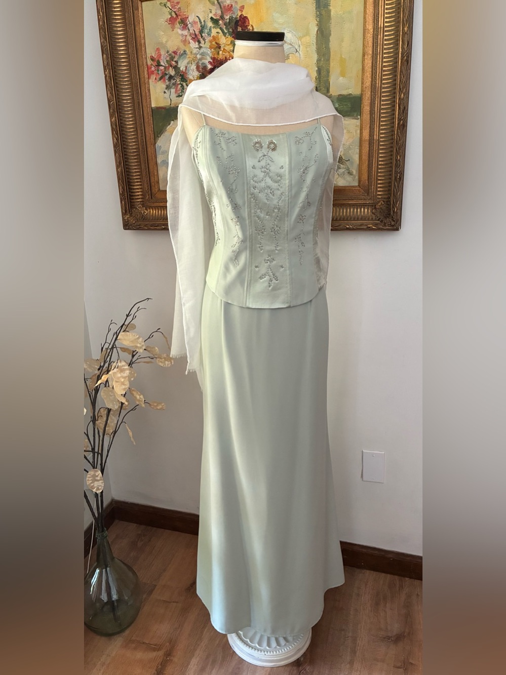 Vintage Y2K Karen Miller Corset Beaded Gown Size 12